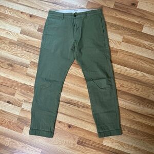 Todd Snyder Japanese Selvedge Chino Pant 34x32 Olive Green